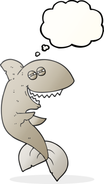 Bir insan tarafından çizilmiş serbest çizim balon karikatür gülen köpekbalığı.