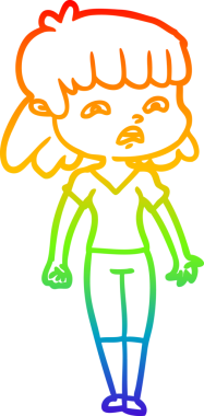 Gökkuşağı gradyan çizimi Bir insan tarafından çizilmiş endişeli bir çizgi kadın