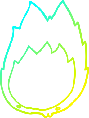 Bir insanın çizdiği çizgi film alevlerinin soğuk gradyan çizgileri.