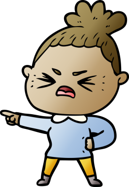 Bir insan tarafından çizilmiş kızgın bir kadın.