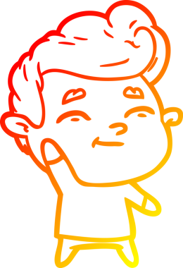 Bir insan tarafından çizilmiş mutlu bir çizgi film karakteri çizimi.