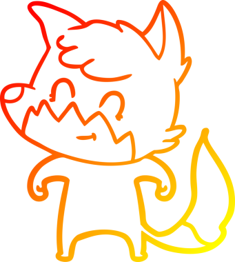 Bir insan tarafından çizilmiş, karikatür, arkadaş canlısı tilki çizimi.