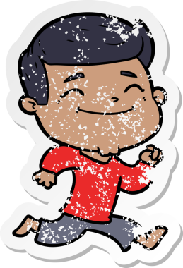 Bir insan tarafından çizilen mutlu bir çizgi film karakterinin sıkıntılı çıkartması.