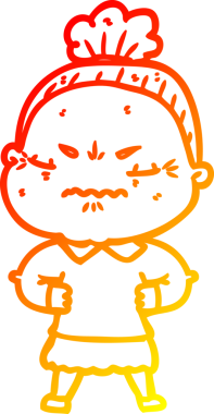 Bir insan tarafından çizilmiş, karikatür çizen yaşlı bir kadın.