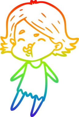 Gökkuşağı gradyan çizgi çizimi Bir insan tarafından çizilen bir kız karikatürü