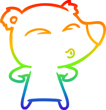 gökkuşağı gradyan çizgi çizimi bir insan tarafından çizilmiş bir karikatür ıslık ayı