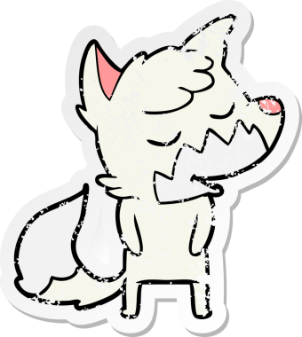 Bir insan tarafından çizilmiş dost canlısı bir tilkinin sıkıntılı çıkartması.