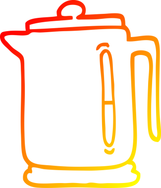 Bir insan tarafından çizilen karikatür çaydanlığının sıcak gradyan çizimi