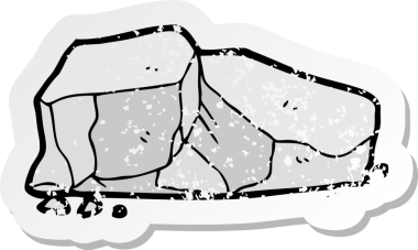 Bir insan tarafından çizilmiş bir karikatür taşının geriletilmiş çıkartması.