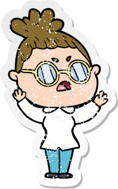 Bir insan tarafından çizilmiş bir karikatürün sıkıntılı çıkartması.