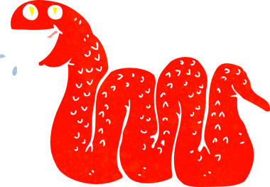 Bir insan tarafından çizilmiş çizgi film yılanı.