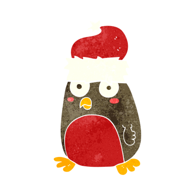 Bir insan tarafından çizilmiş serbest retro karikatür noel robini.