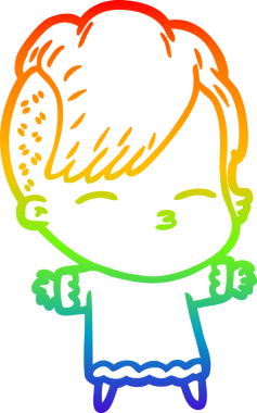 gökkuşağı gradyan çizimi bir çizgi film kızı bir insan tarafından çizilmiş.