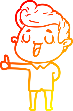 Bir insan tarafından çizilmiş mutlu bir çizgi film karakteri çizimi.