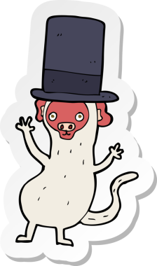 Bir insan tarafından çizilmiş silindir şapkalı maymun çıkartması.