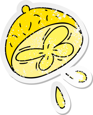 Bir insan tarafından çizilmiş garip bir el çizilmiş limon karikatürü.