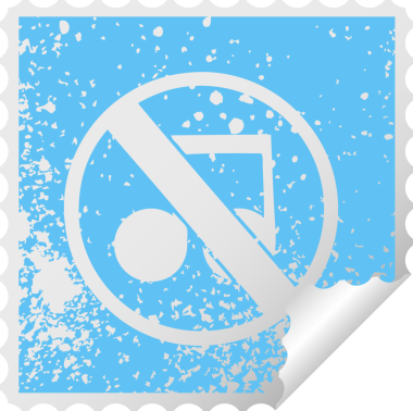 Bir insan tarafından çizilmiş müzik tabelasının sıkıntılı kare soyma etiketi sembolü