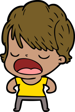 Bir insan tarafından çizilmiş bir karikatür kadın konuşuyor.