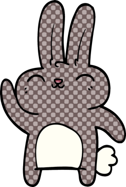 Bir insan tarafından çizilmiş mutlu tavşan.