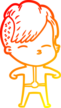 Bir insan tarafından çizilmiş fütüristik kıyafetler giyen çizgi film kızı çizimi.