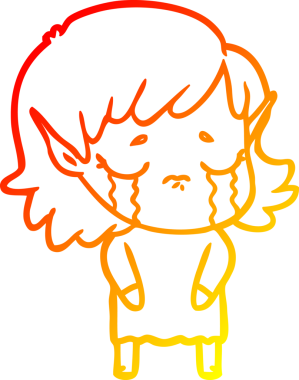 Bir insan tarafından çizilmiş, ağlayan bir elf kızı çizimi.