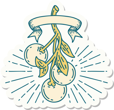 Bir insan tarafından çizilmiş bir dövme stili ökseotu çileği.