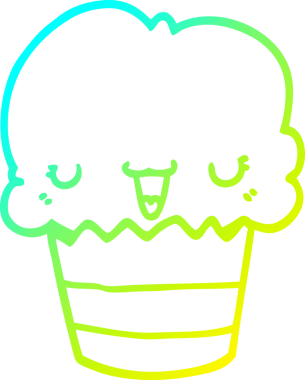 Bir insan tarafından çizilmiş soğuk gradyan bir çizgi film keki çizimi