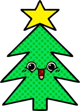 Bir insan tarafından çizilmiş bir Noel ağacının çizgi romanı.