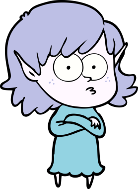 Bir insan tarafından çizilmiş çizgi film elf kızı.