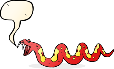 Bir insan tarafından çizilmiş konuşma balonlu zehirli yılan çizgi filmi.