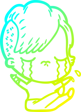 Bir insan tarafından çizilmiş ağlayan bir çizgi film kızı çizimi.