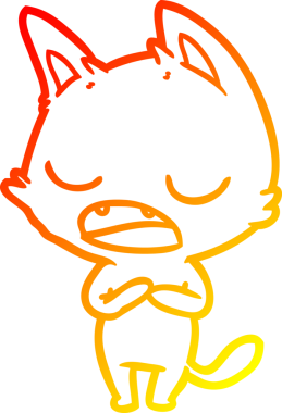 Bir insan tarafından çizilen konuşan kedi çizgi filminin sıcak gradyan çizimi