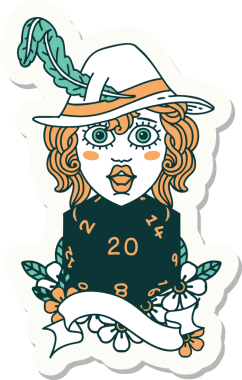 Bir insan tarafından çizilmiş 20 zarlı ozan etiketi.