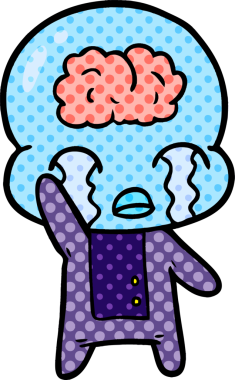 Bir insan tarafından çizilmiş koca beyinli bir uzaylı ağlaması.