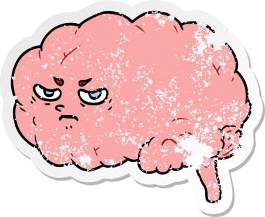 Bir insan tarafından çizilmiş kızgın bir beynin sıkıntılı çıkartması.