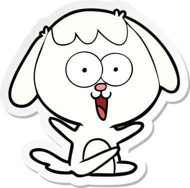 Bir insan tarafından çizilmiş şirin bir köpeğin çıkartması.