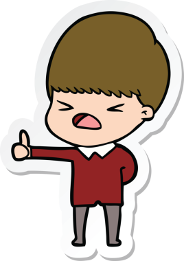 Bir insan tarafından çizilmiş bir karikatür çıkartması.