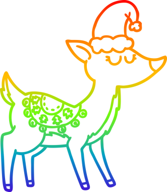 gökkuşağı gradyan çizgi çizimi bir insan tarafından çizilmiş ren geyiği