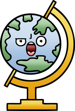 Bir insan tarafından çizilmiş dünyanın gölgeli bir karikatürü.