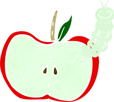 bir insan tarafından çizilmiş böcekli çizgi film elması