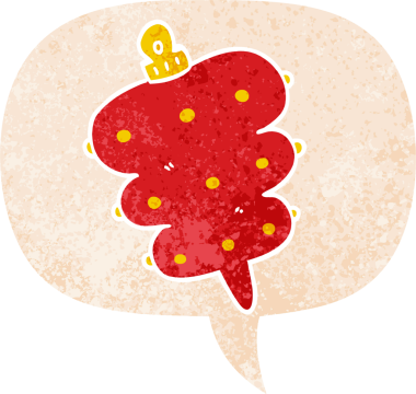 bir insan tarafından çizilmiş grunge sıkıntılı retro stili konuşma baloncuğu ile karikatür noel dekorasyonu