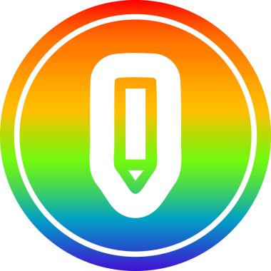 Bir insan tarafından çizilmiş gökkuşağı gradyan basit kalem dairesel simgesi