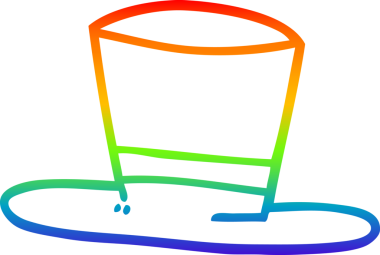 gökkuşağı gradyan çizgi çizimi bir insan tarafından çizilmiş silindir şapka