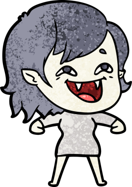 Bir insan tarafından çizilmiş gülen vampir kız çizgi filmi.