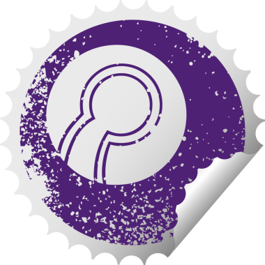 Bir insan tarafından çizilmiş bir kase topunun çizilmiş dairesel kabuk soyma etiketi.