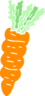 Bir insan tarafından çizilmiş düz renkli karikatür havucu.