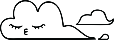 Bir insan tarafından çizilmiş beyaz bir bulutun çizgi çizimi