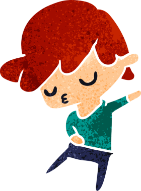 Bir insan tarafından çizilmiş, Kawaii 'nin eski bir karikatürü.