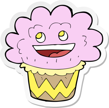 Bir insan tarafından çizilmiş mutlu kek etiketi.