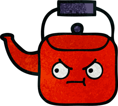 Bir insan tarafından çizilmiş eski grunge desenli bir çaydanlık.